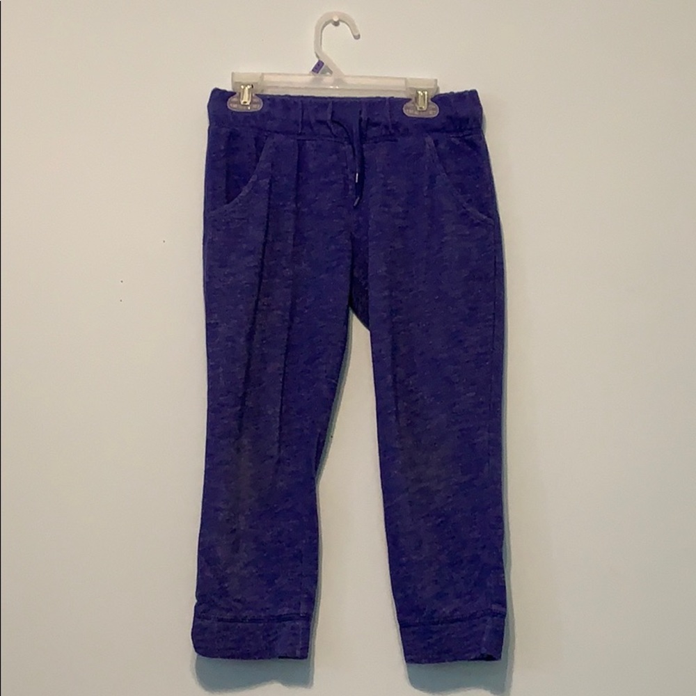 Sweat pants that are Capri-pants  blueish purple